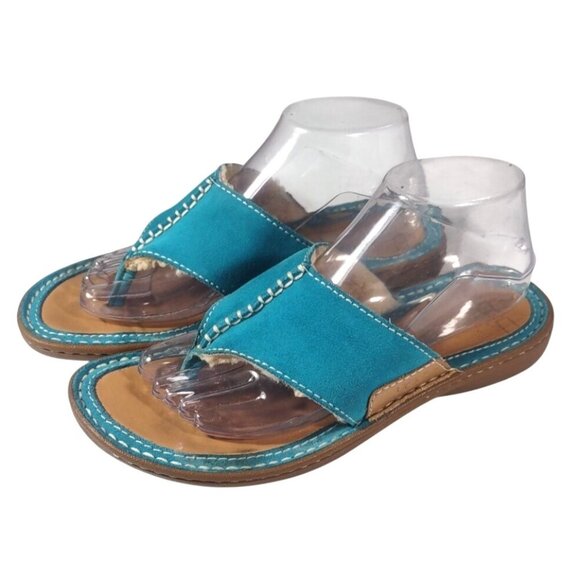 Women's UGG Layback Teal Suede Shearling-Lined Thong Sandals Slippers Size 8 - Picture 1 of 6